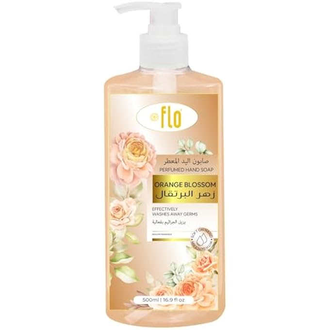 FLO صابون يد معطر بزهرة البرتقال، سائل مضاد للبكتيريا برائحة رقيقة، غني بالجليسرين، 500 مل - Image 1